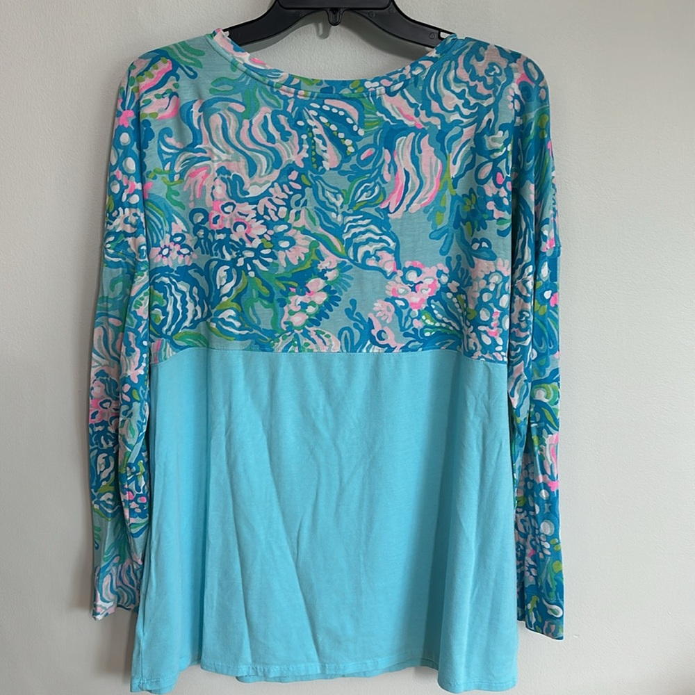 Lilly Pulitzer Aqua La Vista Finn long sleeve tee - Picture 4 of 4